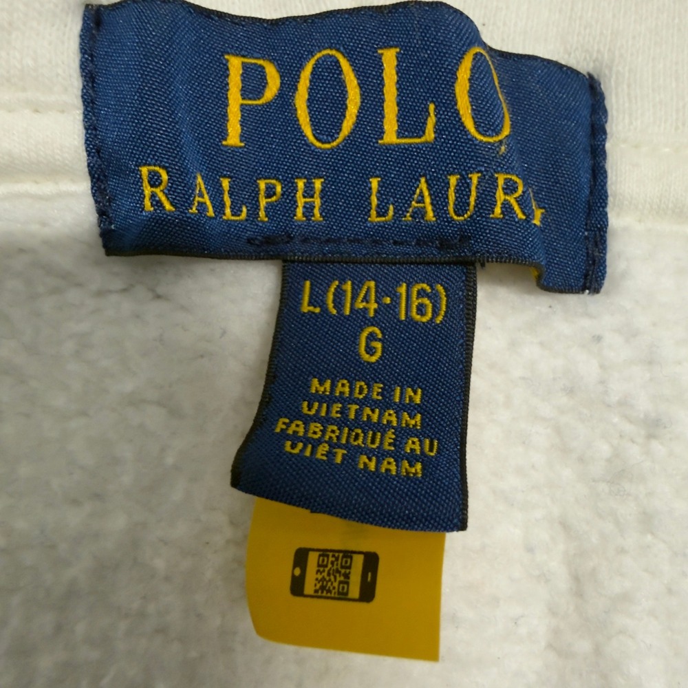 Polo Ralph Lauren Kids Boys L 14-16 Colorblock Full Zip Hoodie White Navy Blue - Picture 6 of 12